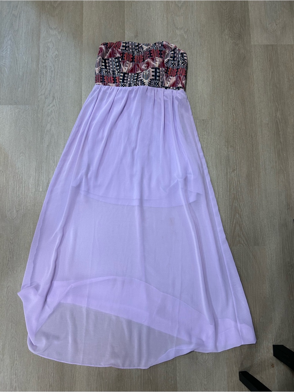 * 3 for 30$ Bundle * Strapless Lavender Chiffon Maxi Dress with Patterned Bodice